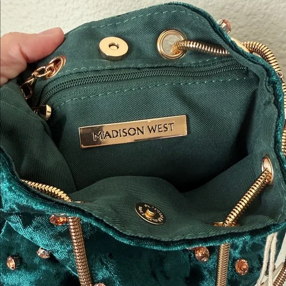 Madison West Velvet Jeweled Mini Bag - Picture 4 of 6